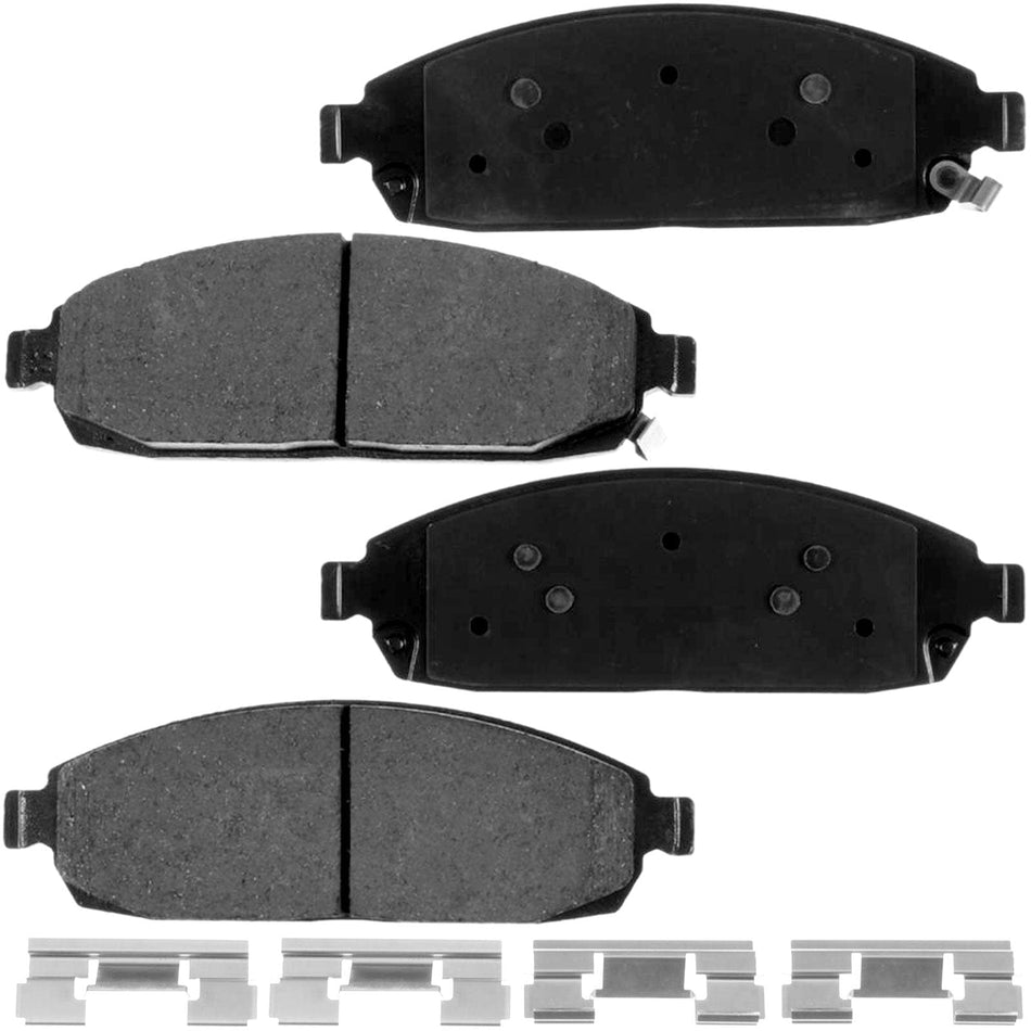MotorbyMotor Front Ceramic Brake Pads with Hardware Kits Jeep Commander 2006-2010, Jeep Grand Cherokee 2005-2010 (Excludes SRT-8 Models) Low Dust Brake Pad
