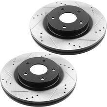 Load image into Gallery viewer, Front Drilled &amp; Slotted Brake Discs Rotors w/Ceramic Brake Pads w/Cleaner &amp; Fluid Fit 2011 2012 2013 2014 2015 Chevrolet Cruze [16 Cruze Limited] 2012 2013 2014 2015 2016 2017 Chevrolet Sonic 5 Lugs