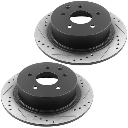Motorbymotor Rear Brake Rotors 292mm Drilled & Slotted Design Brake Rotor & Brake Pad kit Fits for Nissan Altima,Nissan Sentra Rear Disc Models