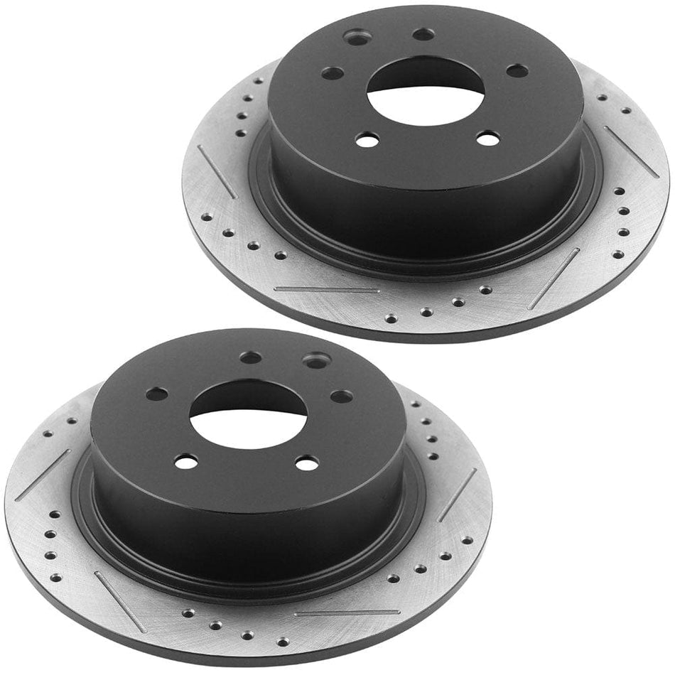 Motorbymotor Rear Brake Rotors 292mm Drilled & Slotted Design Brake Rotor & Brake Pad kit Fits for Nissan Altima,Nissan Sentra Rear Disc Models