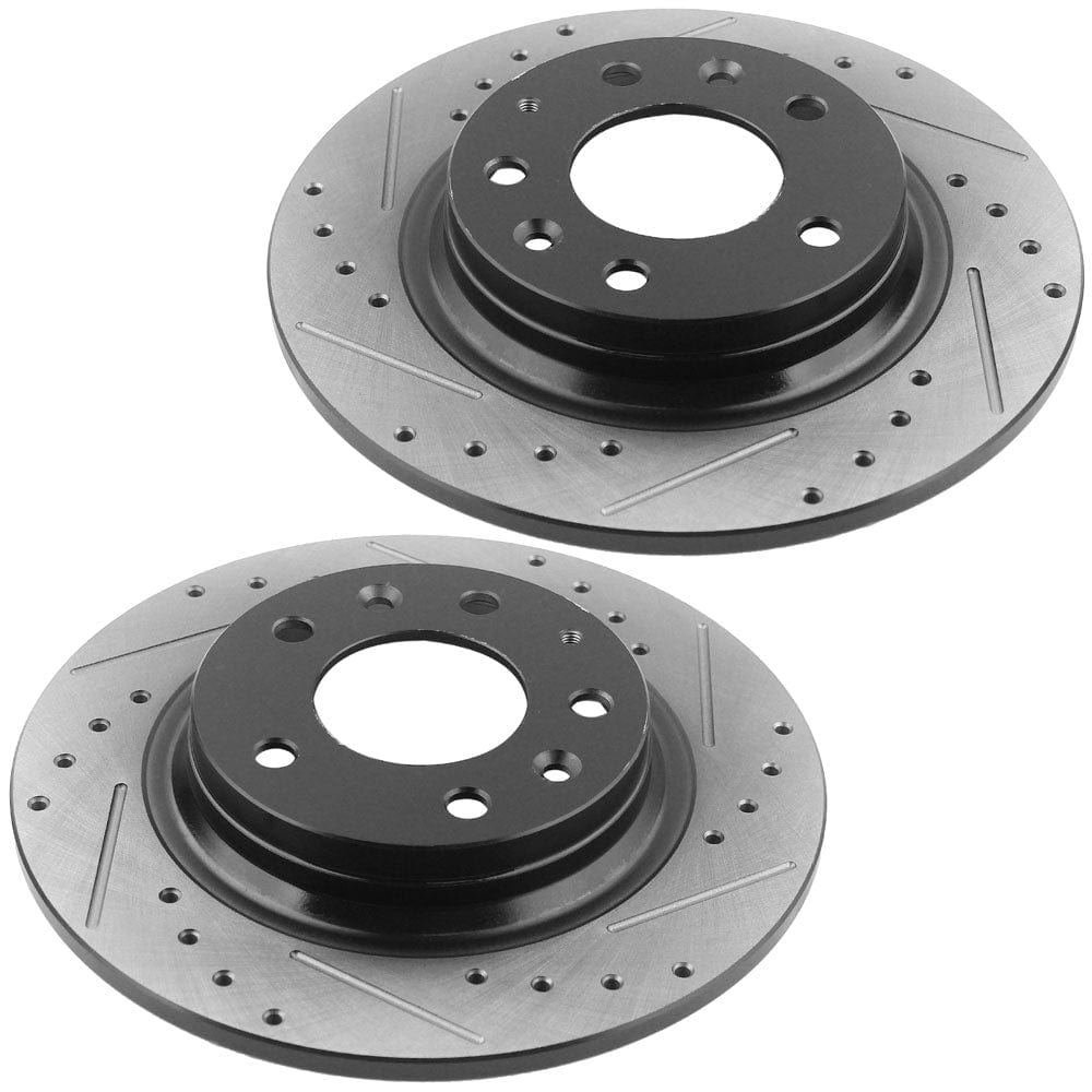 MotorbyMotor Rear Brake Rotors & Brake Pad Kit 280mm Drilled & Slotted Design Fits for Ford Fusion, Lincoln MKZ Zephyr, Mazda 6, Mercury Milan