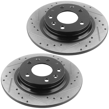 MotorbyMotor Rear Brake Rotors & Brake Pad Kit 280mm Drilled & Slotted Design Fits for Ford Fusion, Lincoln MKZ Zephyr, Mazda 6, Mercury Milan
