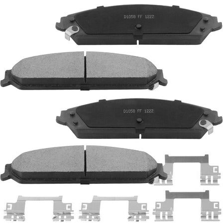 Front Ceramic Brake Pads with Hardware Kits Fits for Chrysler 200 300, Dodge Avenger Caliber Challenger Charger Magnum Low Dust Brake Pad