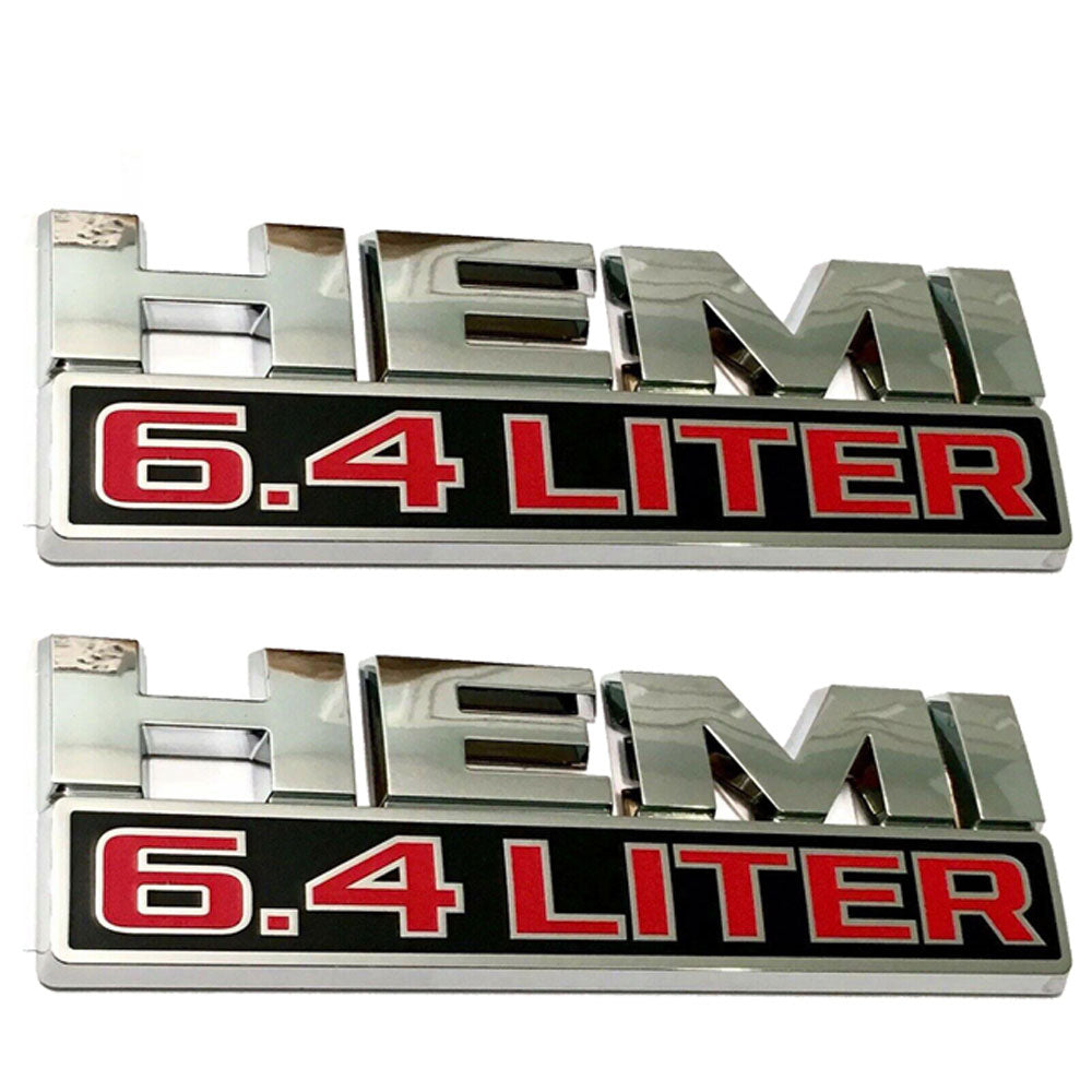 Dodge Ram HEMI 6.4 LITER Emblem Fender Side Black 2Pcs