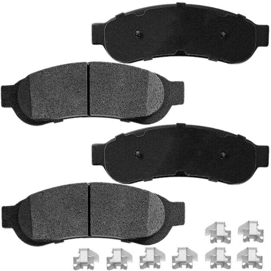 MotorbyMotor Rear Ceramic Brake Pads with Hardware Kits for Ford F-250 F-350 F-450 Super Duty Low Dust Brake Pad