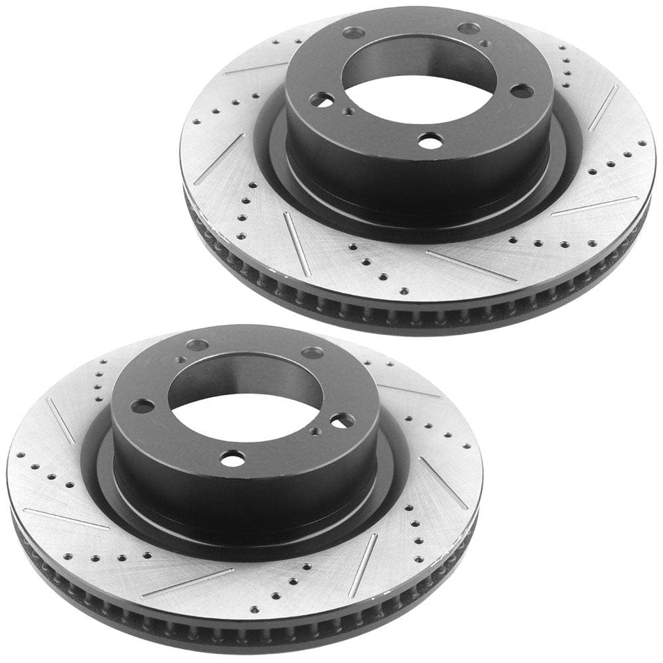 Front Drilled & Slotted Disc Brake Rotors + Ceramic Pads Fits for 17-19 Lexus LX570, 16-20 Toyota Land Cruiser, 08-20 Toyota Sequoia, 07-20 Toyota Tundra