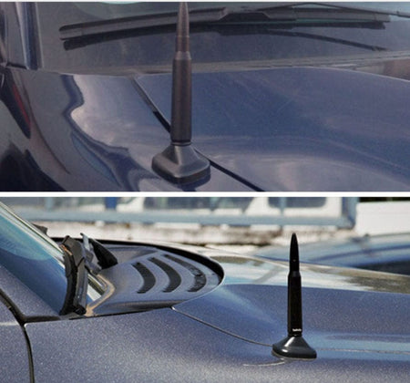 Fits Chevy Silverado Sierra 50 Caliber Bullet Aluminum Short Antenna Black