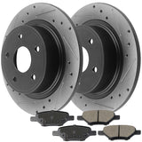 Rear Drilled Brake Rotors + Brake Pads For Chevy Cobalt Malibu G5 G6 Ion Aura