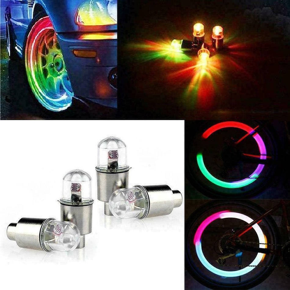 4x Red LED Wheel Tyre Tire Air Valve Stem Cap Lights Lamp For Car Motorcyle Bike WLR-004