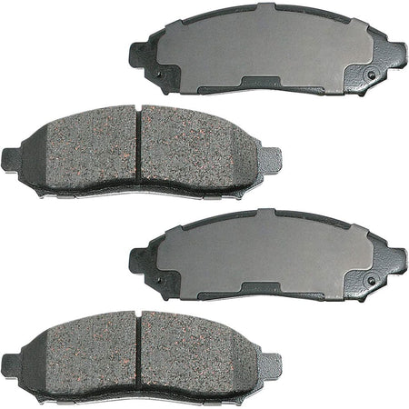 Front Ceramic Brake Pads w/Hardware Kits Fits for Nissan Frontier 2005-2007, Nissan Pathfinder 2005-2007, Nissan Xterra 2005-2015, Suzuki Equator 2009-2012 Low Dust Brake Pad(All Models)-4 Pack