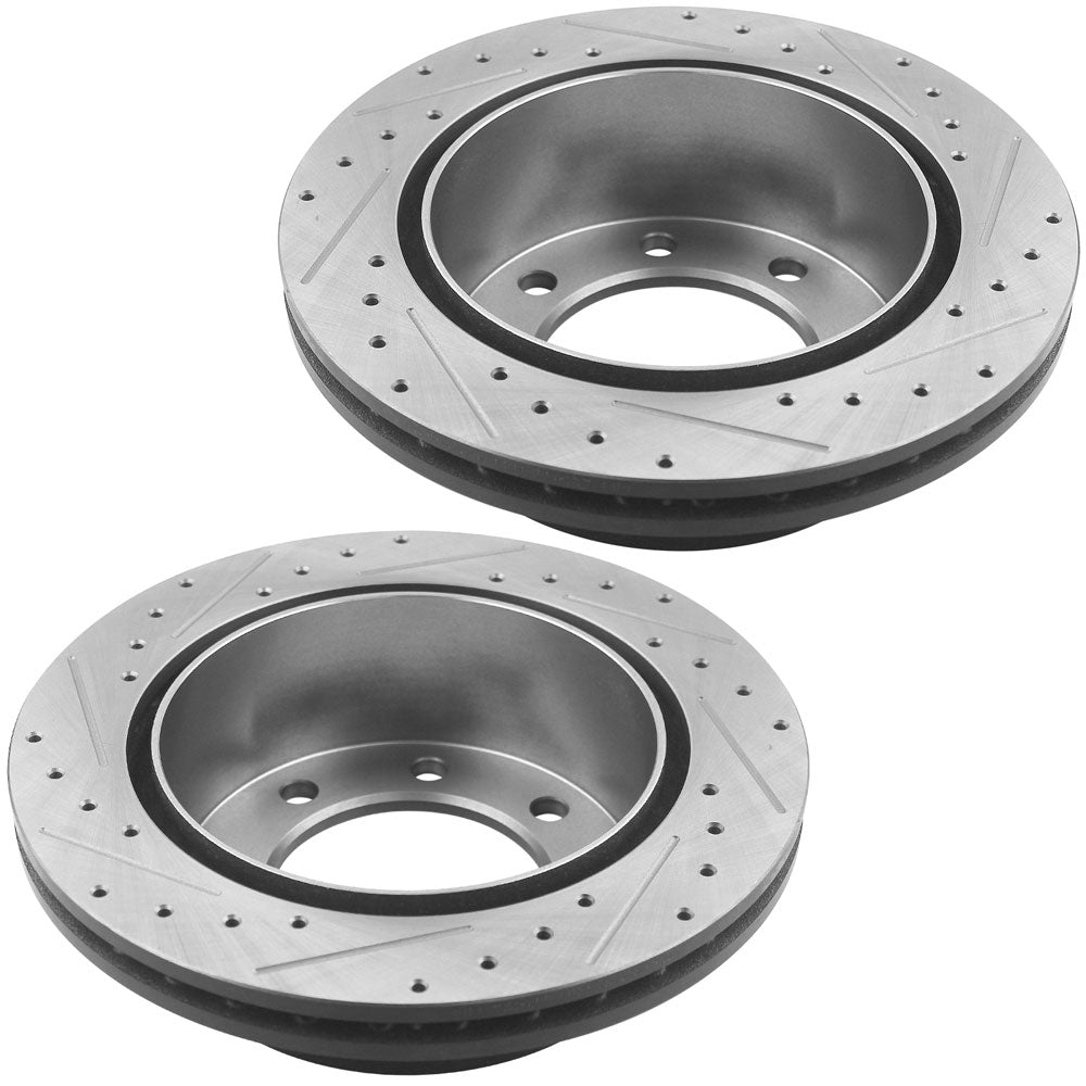 Motorbymotor Rear Brake Rotors 330mm Drilled & Slotted Design Brake Rotor & Brake Pad kit Including CLEANER DOT4 FLUID Fits for Chevy GMC Avalanche Suburban Sliverado Sierra Yukon XL 2500