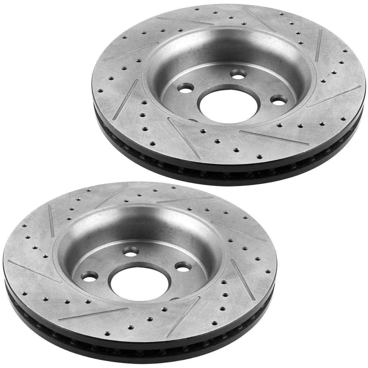 Front Drilled and Slotted Disc Brake Rotors w/Ceramic Brake Pads + Cleaner & Fluid for 2011-2017 Dodge Durango, Jeep Grand Cherokee 5 Lugs-53062