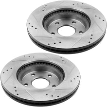 Load image into Gallery viewer, Front Drilled &amp; Slotted Brake Discs Rotors w/Ceramic Brake Pads w/Cleaner &amp; Fluid Fit 2011 2012 2013 2014 2015 Chevrolet Cruze [16 Cruze Limited] 2012 2013 2014 2015 2016 2017 Chevrolet Sonic 5 Lugs