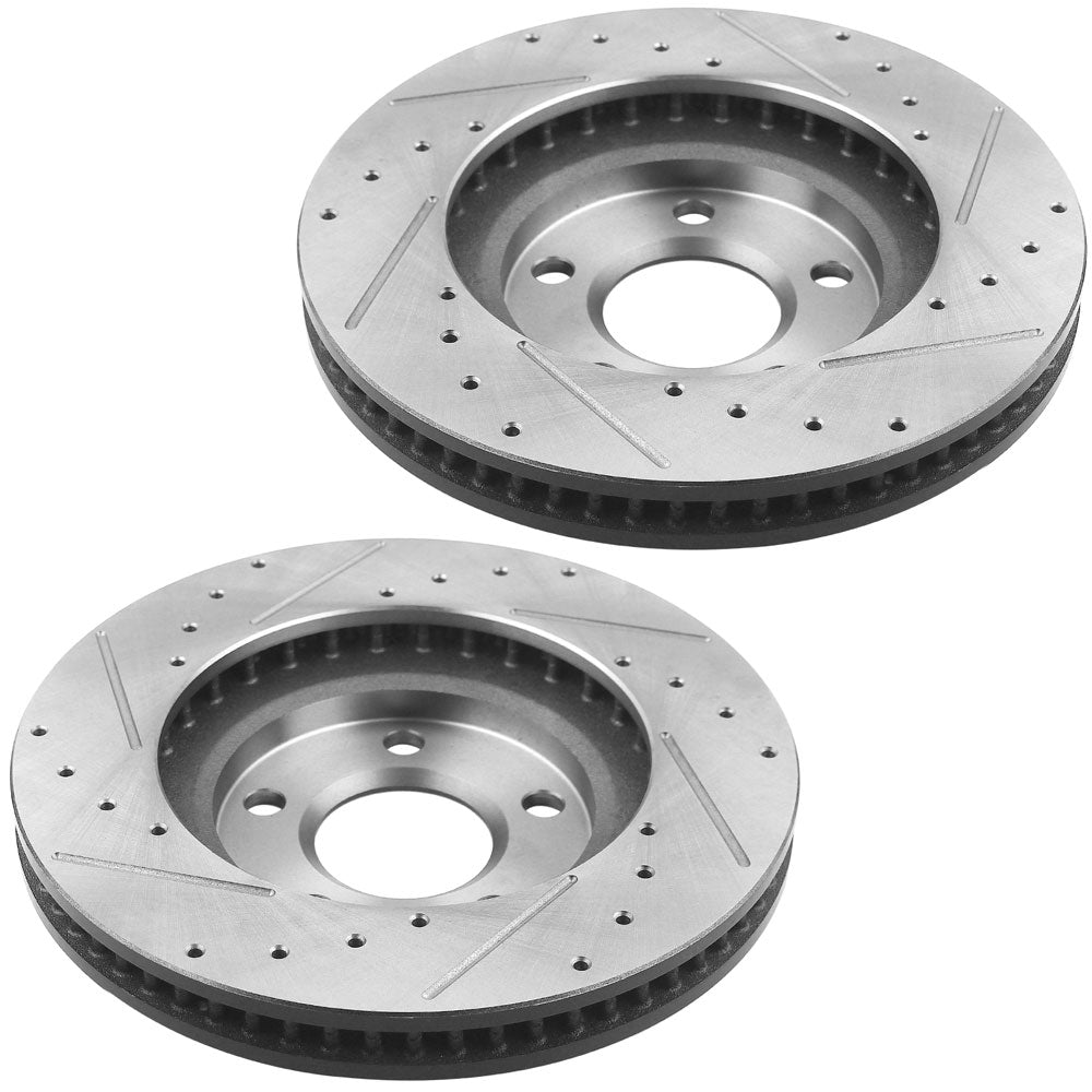 Front Drilled & Slotted Brake Rotors Compatible with Buick Cadillac Oldsmobile Pontiac Chevy -11.92" (303mm) 5 Lugs