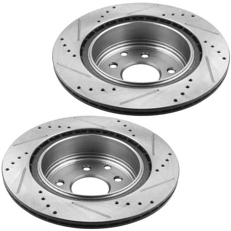 Motorbymotor Rear Brake Rotors 308mm Drilled & Slotted Design Brake Rotor & Brake Pad kit Including CLEANER DOT4 FLUID Fits for Infiniti G35 M35 M45 EX35 EX37 G25 G37 QX50,Nissan 350Z 370Z