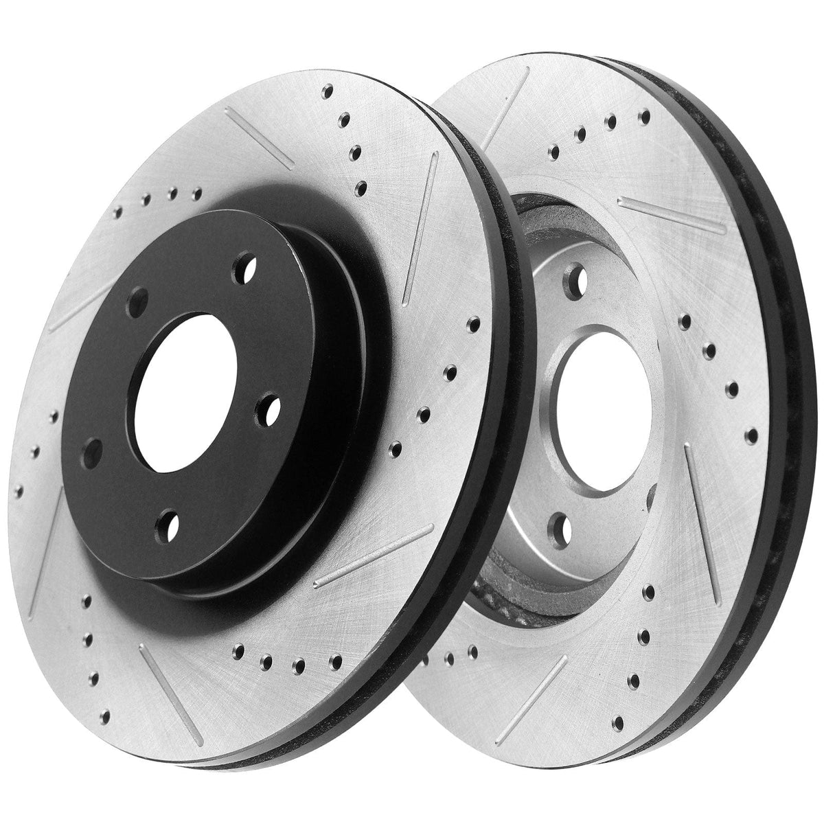 Front Drilled and Slotted Disc Brake Rotors w/Ceramic Brake Pads+ Cleaner & Fluid for  Dodge Nitro, Jeep Liberty (302mm 11.8'' Front Rotors)-53042