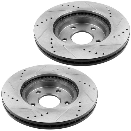 Motorbymotor Front Brake Rotors 296mm Drilled & Slotted Design Brake Rotor & Brake Pad kit Fits for Nissan Altima,Nissan Altima