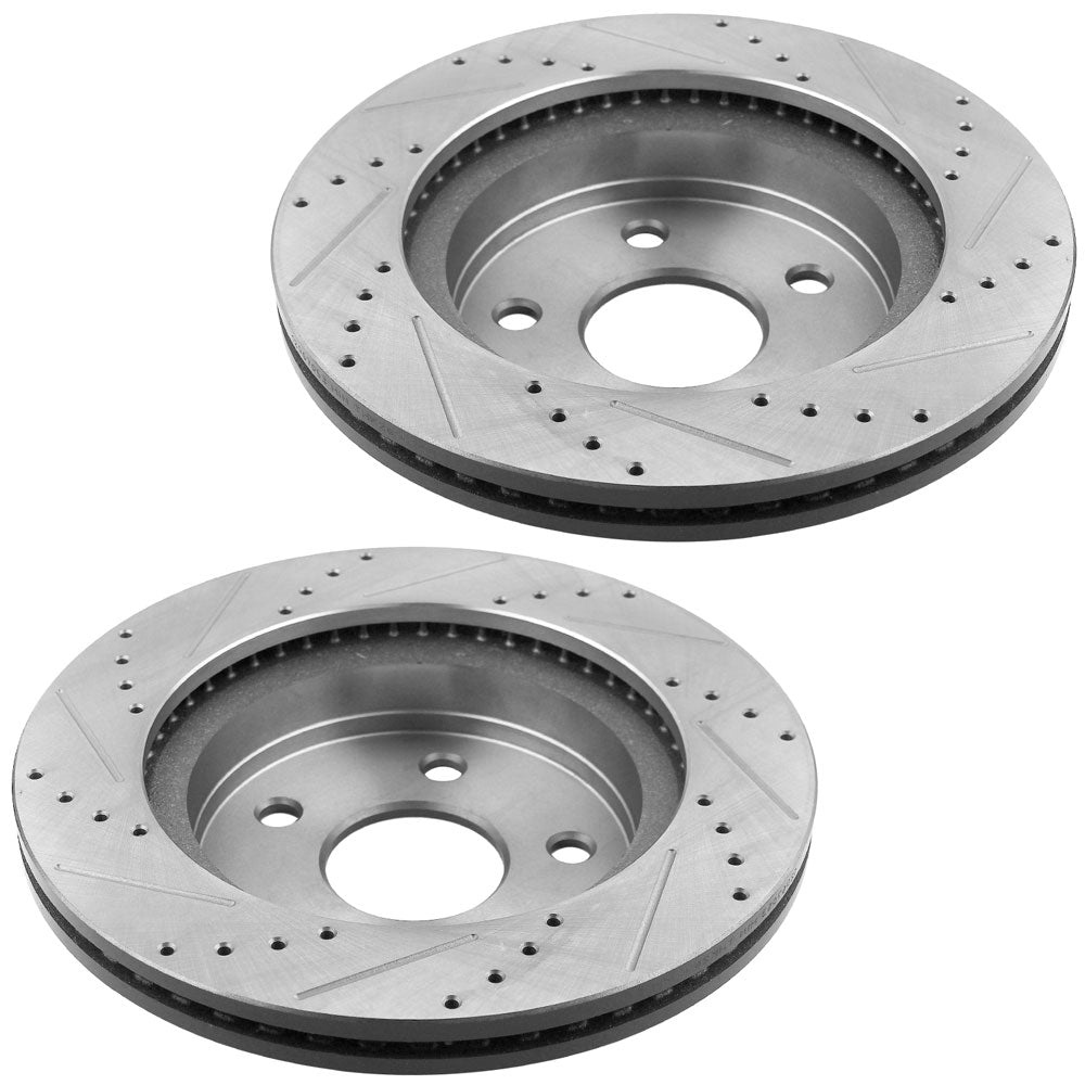 Front Drilled & Slotted Disc Brake Rotors w/Ceramic Brake Pads Replacement for Chrysler Aspen, Dodge Durango Ram 1500-5 Lugs,2WD 4WD