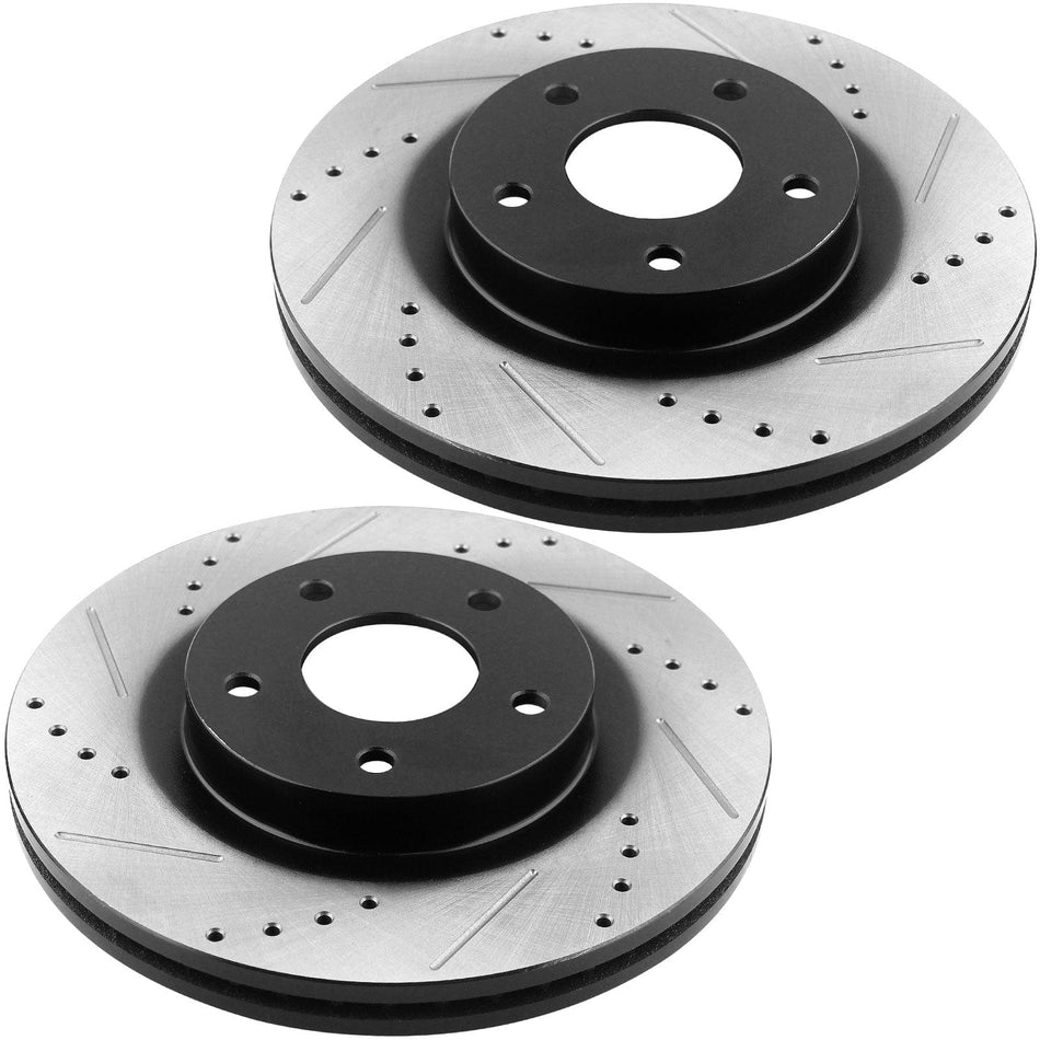 MotorbyMotor Rear 330mm Drilled & Slotted Brake Rotor Fits for Ford Taurus Flex Edge Explorer Five Hundred Freestyle, Lincoln MKS MKT MKX, Mercury Sable Montego