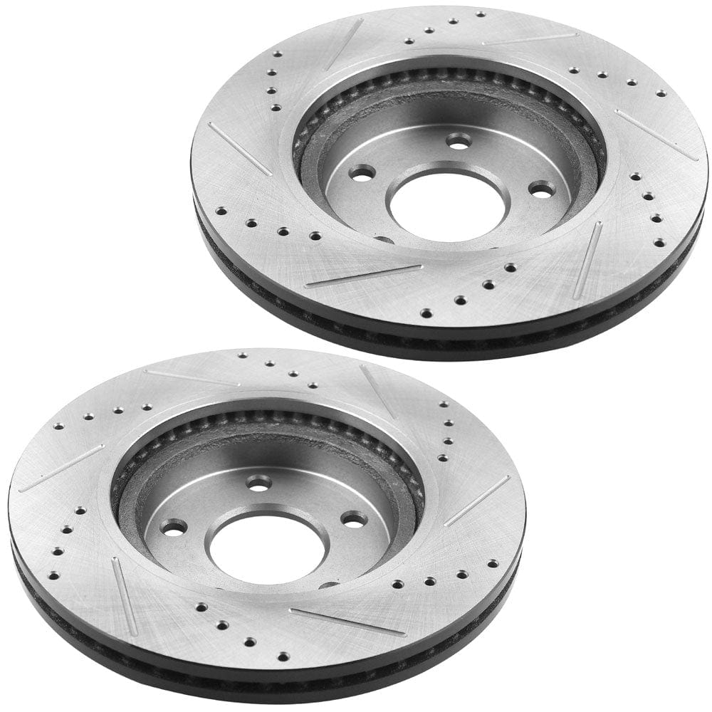 Front Drilled & Slotted Disc Brake Rotors +Ceramic Brake Pads Fits for 2007-2012 Nissan Altima, 2013 Nissan Altima (Coupe Models Only)