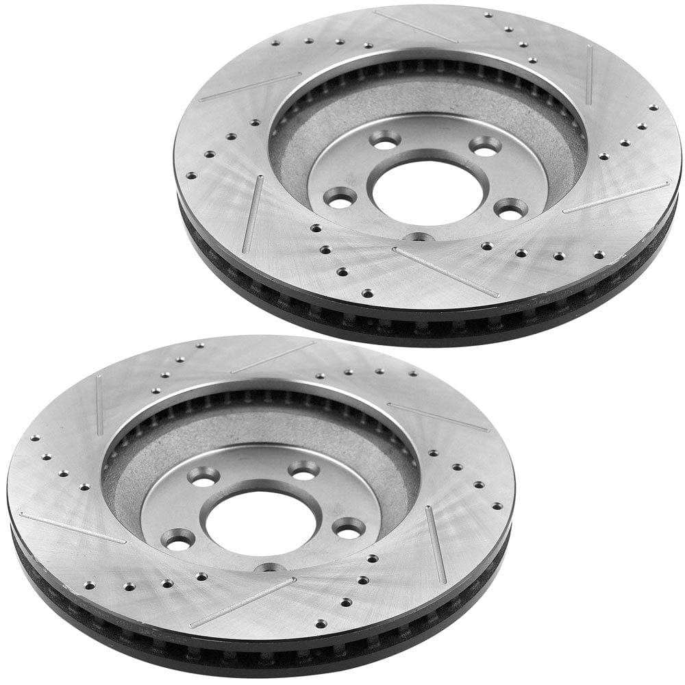 MotorbyMotor Front Brake Rotors & Brake Pad Kit 316mm Drilled & Slotted Design Fits for Ford Mustang (Excluded 2010 Base Model)