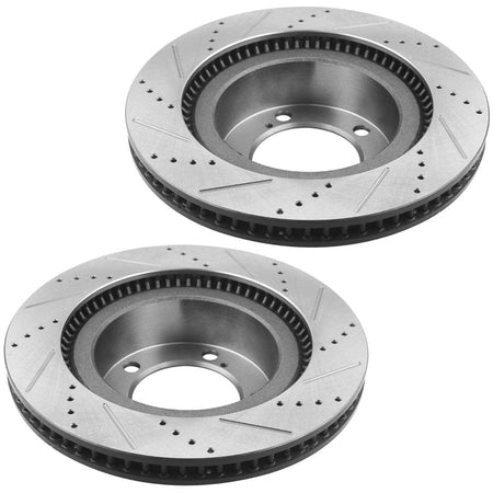 Front Drilled & Slotted Disc Brake Rotors + Ceramic Pads Fits for 17-19 Lexus LX570, 16-20 Toyota Land Cruiser, 08-20 Toyota Sequoia, 07-20 Toyota Tundra