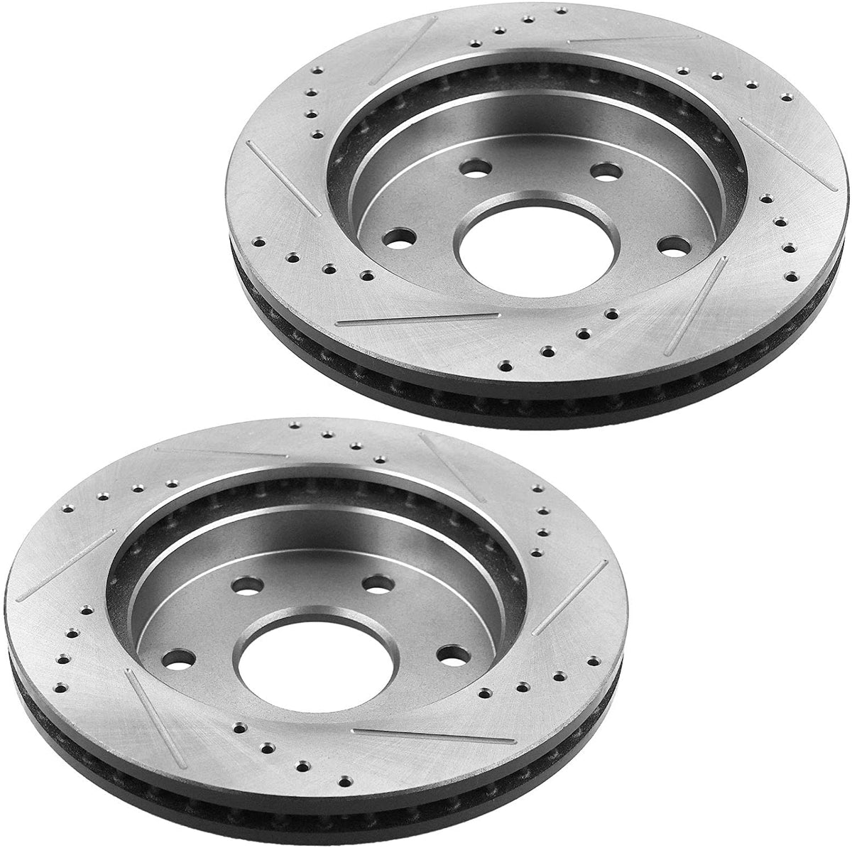 Front Disc Brake Rotors w/Ceramic Pads + Cleaner & Fluid Fit Escalade Chevy GMC Astro Express Avalanche Suburban Silverado 1500 Tahoe Sierra Yukon