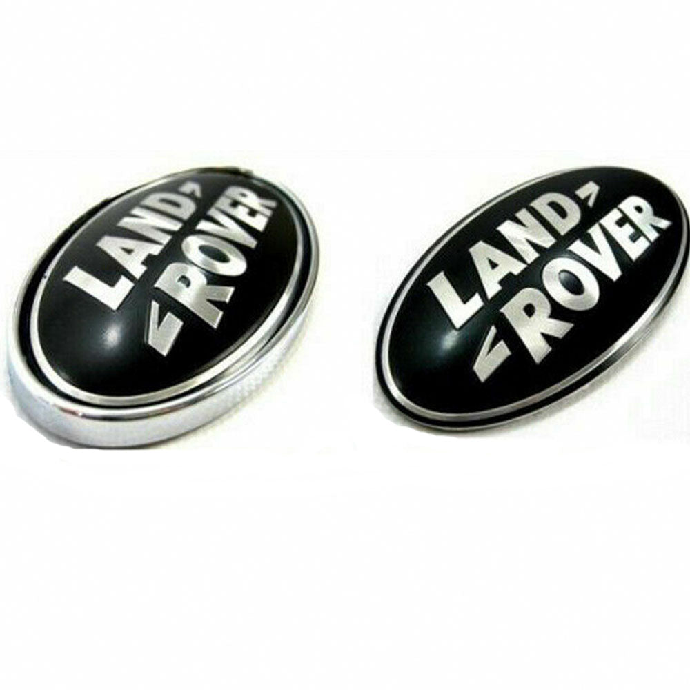 Rover Emblem Grill Tailgate Badge Black Silver (PAIR)