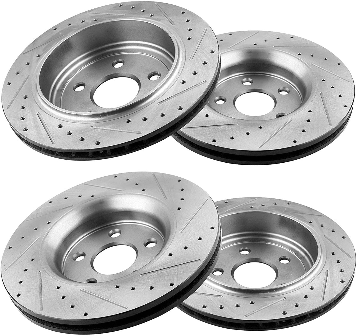 MotorbyMotor 350mm Front & Rear Drilled & Slotted Disc Brake Rotors + Ceramic Pads + Cleaner & Fluid 2011-2019 Dodge Druango (V8 5.7L), 2011 - 2019 Jeep Grand Cherokee (Excluding SRT Models)