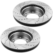 Load image into Gallery viewer, Rear Drilled and Slotted Disc Brake Rotors w/Ceramic Brake Pads for 2006 2007 2008 2009 2010 Jeep Commander, 2005 2006 2007 2008 2009 2010 Grand Cherokee, 5 Lugs Counts-53027