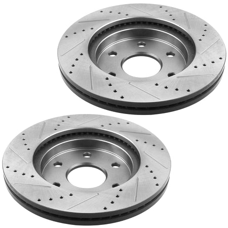 MotorbyMotor 297mm Front Drilled & Slotted Disc Brake Rotors + Ceramic Pads + Cleaner & Fluid Toyota 4Runner Tacoma-4WD, 6 Lugs Wheel Holes