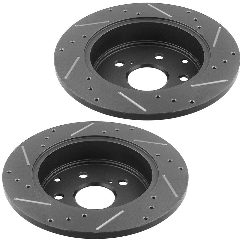 MotorbyMotor Rear Brake Rotors 281.1mm Drilled & Slotted Brake Rotor Fits for Lexus HS250H 2010 - 2012, Toyota RAV4 2006 - 2018-All Models