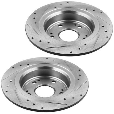 MotorbyMotor Rear Brake Rotors & Brake Pad Kit 281.6mm Drilled & Slotted Design Including CLEANER DOT4 FLUID Fits for Acura TSX, Honda Accord