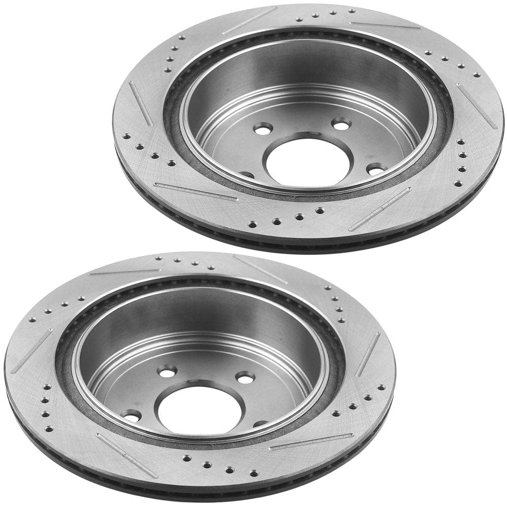 Motorbymotor Rear Brake Rotors 308mm Drilled & Slotted Design Brake Rotor & Brake Pad kit Including CLEANER DOT4 FLUID Fits for Infiniti Jx35 QX60, Nissan Murano Pathfinder