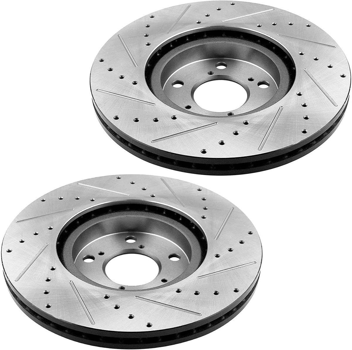 Front Drilled & Slotted Disc Brake Rotors +Ceramic Pads for 2007-2008 Acura MDX, RLX, ZDX, 09-15 Honda Pilot-5-Lug Wheel Holes
