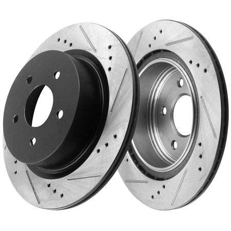 MotorbyMotor-Front Drilled & Slotted Brake Rotors w/Ceramic Brake Pads w/Cleaner & Fluid Fits for Jeep Cherokee XJ, Jeep Comanche, Jeep Wagoneer, Jeep Grand Cherokee