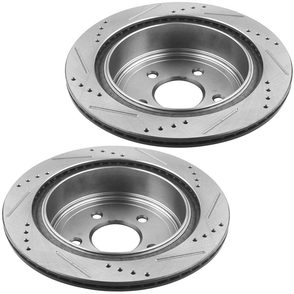 MotorbyMotor Rear Brake Rotors 307.6mm Drilled & Slotted Brake Rotor Fits for Infiniti FX35 JX35 FX37 FX45 M35h M37 M56 Q50 Q60 Q70, Nissan Murano Pathfinder Quest