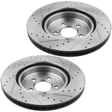 Load image into Gallery viewer, MotorbyMotor 345mm Front Drilled &amp; Slotted Brake Rotors w/Ceramic Pads + Cleaner Fluid for Chrysler 300, Dodge Challenger Charger Magnum 5.7L or V6 AWD