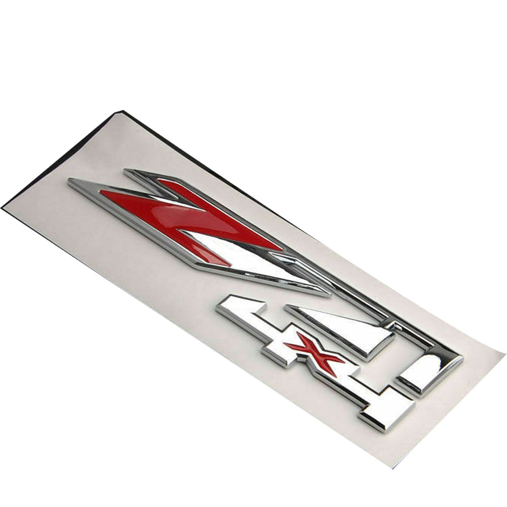 Sierra Z71 4x4 Emblem Chevy Silverado Decal Sticker Badge Red Chrome 2PC
