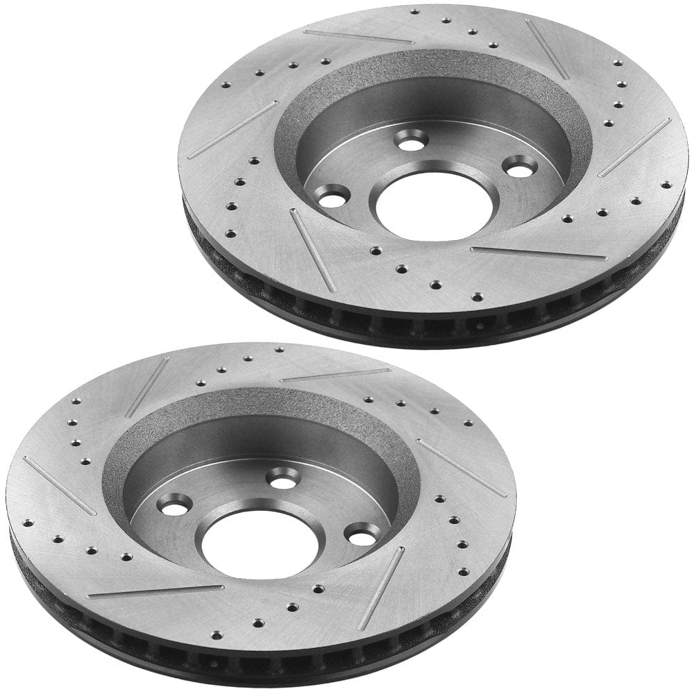 MotorbyMotor Front Brake Rotors 302mm Drilled & Slotted Design Brake Rotor & Brake Pad kit Fits for Jeep Wrangler 2007-2018 (Except Big Brake Kit), Jeep Wrangler JK 2018