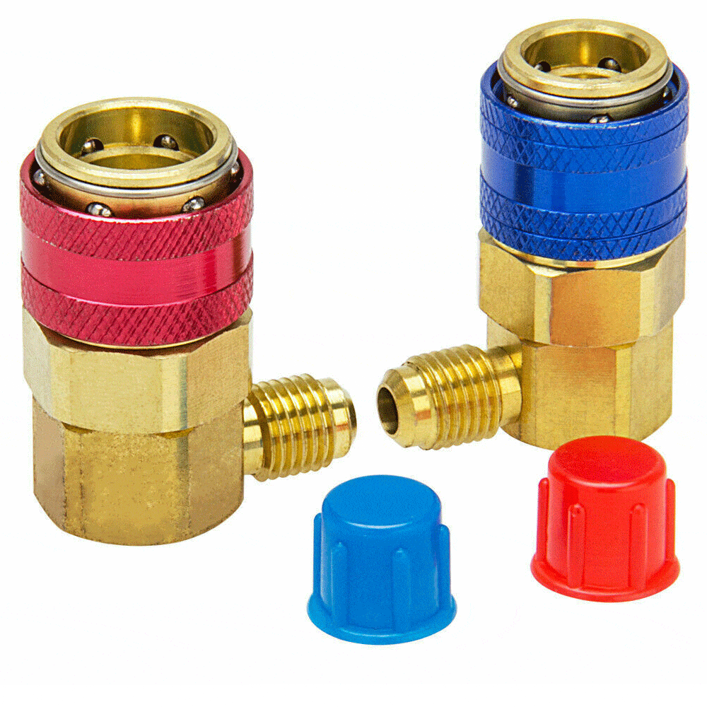 2 Pcs High & Low Side Car A/C R134A Quick Coupler Adapter 1/4'' SAE HVAC Flare Fitting Kit