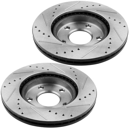 MotorbyMotor Front Brake Rotors 280mm Drilled & Slotted Design Brake Rotor & Brake Pad kit Including CLEANER DOT4 FLUID Fits for Nissan Sentra 2013-2019 (Rear Disc Models (1.8L only))