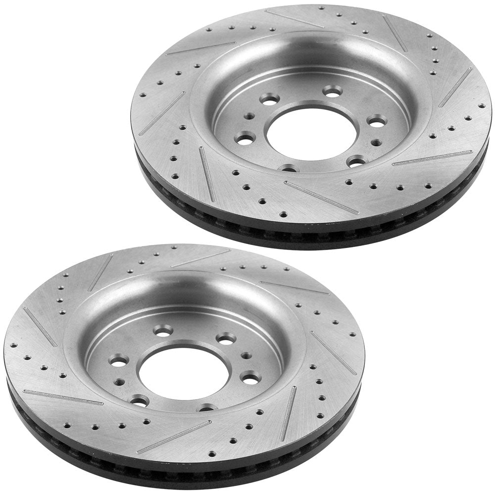 MotorbyMotor Front 305mm Drilled & Slotted Brake Rotor for Ford Expedition F-150, Lincoln Navigator-All Models