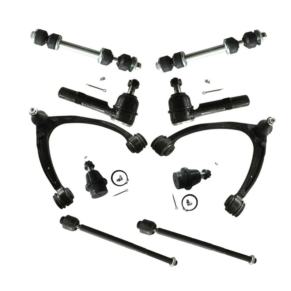 Front Upper Suspension Control Arm Ball Joint Sway Bar, 2007-2014 Cadillac Chevrolet GMC Inner Outer Tie Rod Ends Links with Steel Lower Control Arms