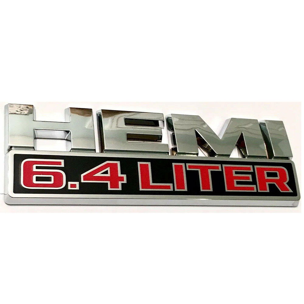 Dodge Ram HEMI 6.4 LITER Emblem Fender Side Black 2Pcs