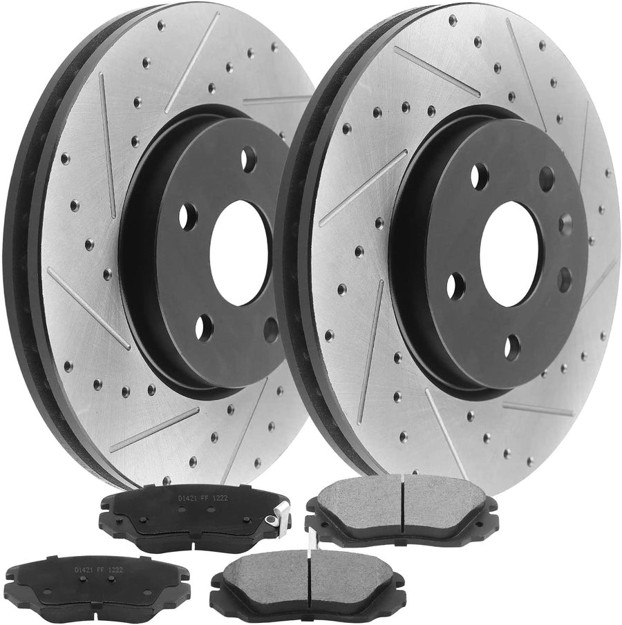 321mm Front E-Coating Brake Rotors + Brake Pads For Chevy Impala Malibu Equinox