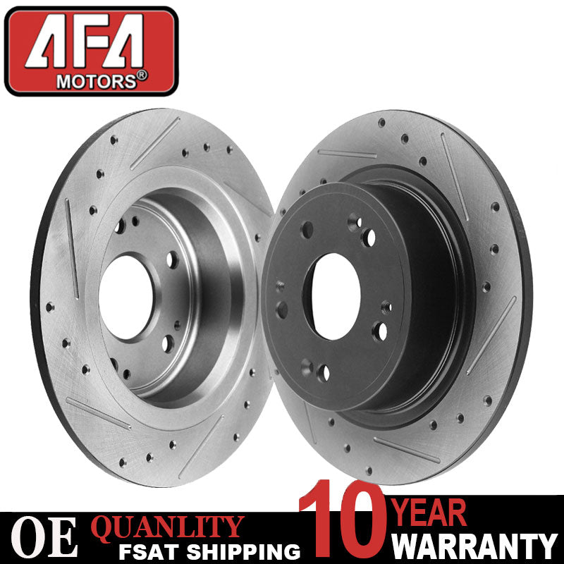 Rear Drilled Slotted Disc Brake Rotors For 2010 2011 -2018 Acura RDX Honda CR-V