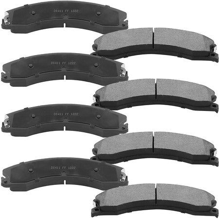 Front Rear Drilled Slotted Disc Brake Rotors + Ceramic Pads + Cleaner Fluid Fits for Chevy Silverado 2500 HD 3500 HD, GMC Sierra 2500 HD 3500 HD