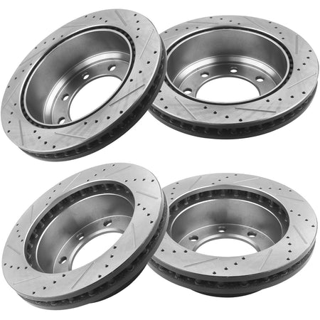Front & Rear Brake Discs Rotors w/Ceramic Brake Pads w/Cleaner & Fluid Fit Ford Excursion Ford F-250 F-250 Super Duty 8 Lugs-54078 54074
