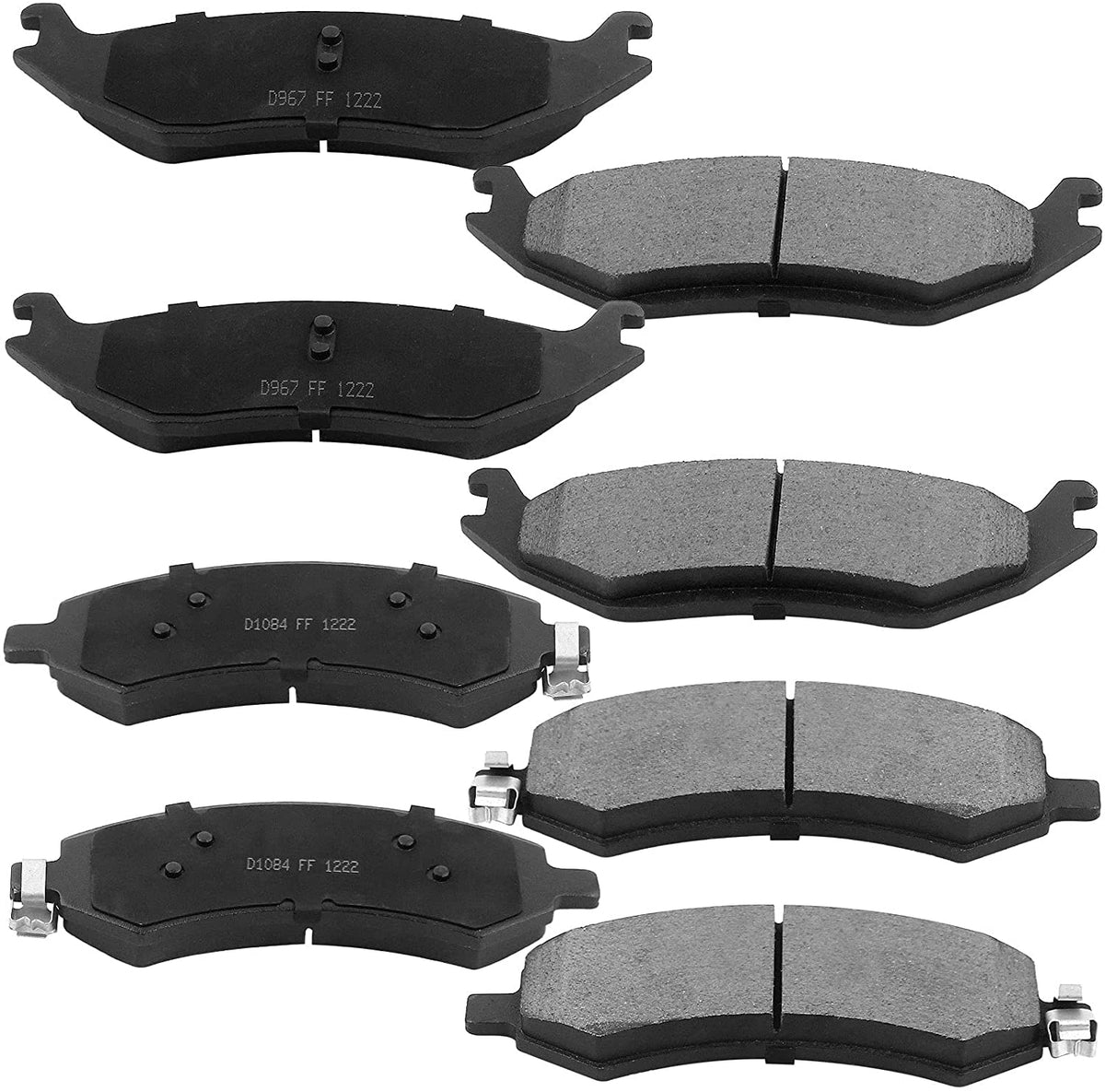 Front & Rear Drilled & Slotted Disc Brake Rotors + Ceramic Pads + Cleaner & Fluid Fits for Chrysler Aspen, Dodge Dakota, Dodge Ram 1500 Pickup,Ram 1500
